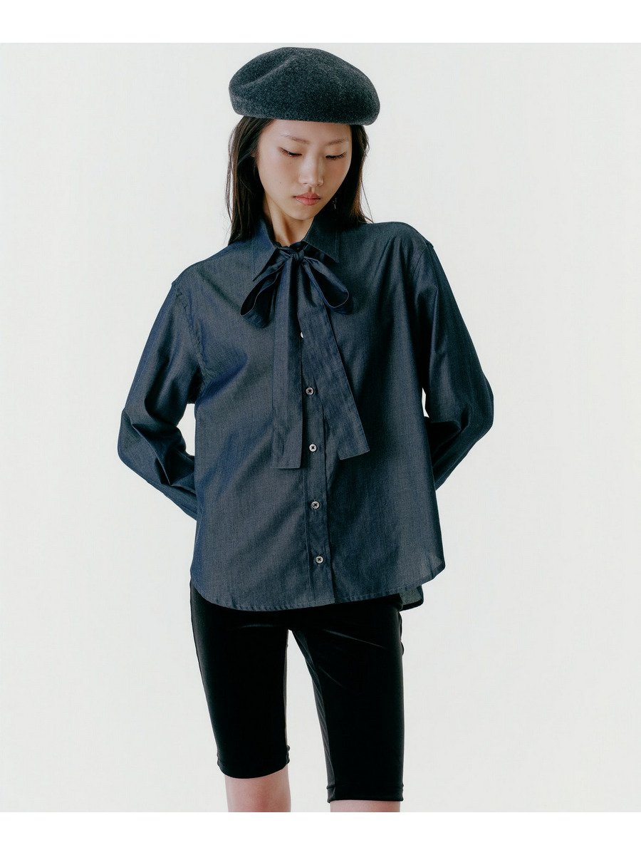 Denim Bow Tie Shirt