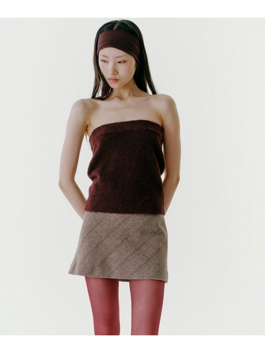 Wool Blend Knit Bandeau Top