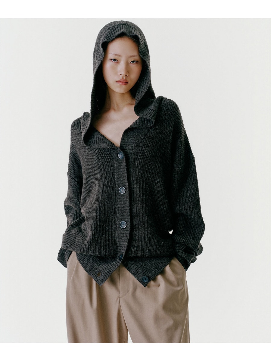 Oversized Hooded Knit Cardigan