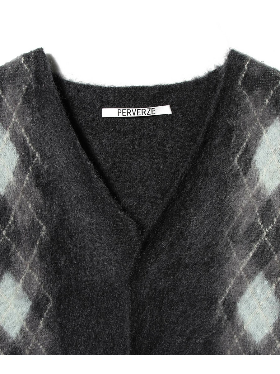 PERVERZE / Wide Slit Argyle Line Cardigan｜ESTNATION ONLINE STORE