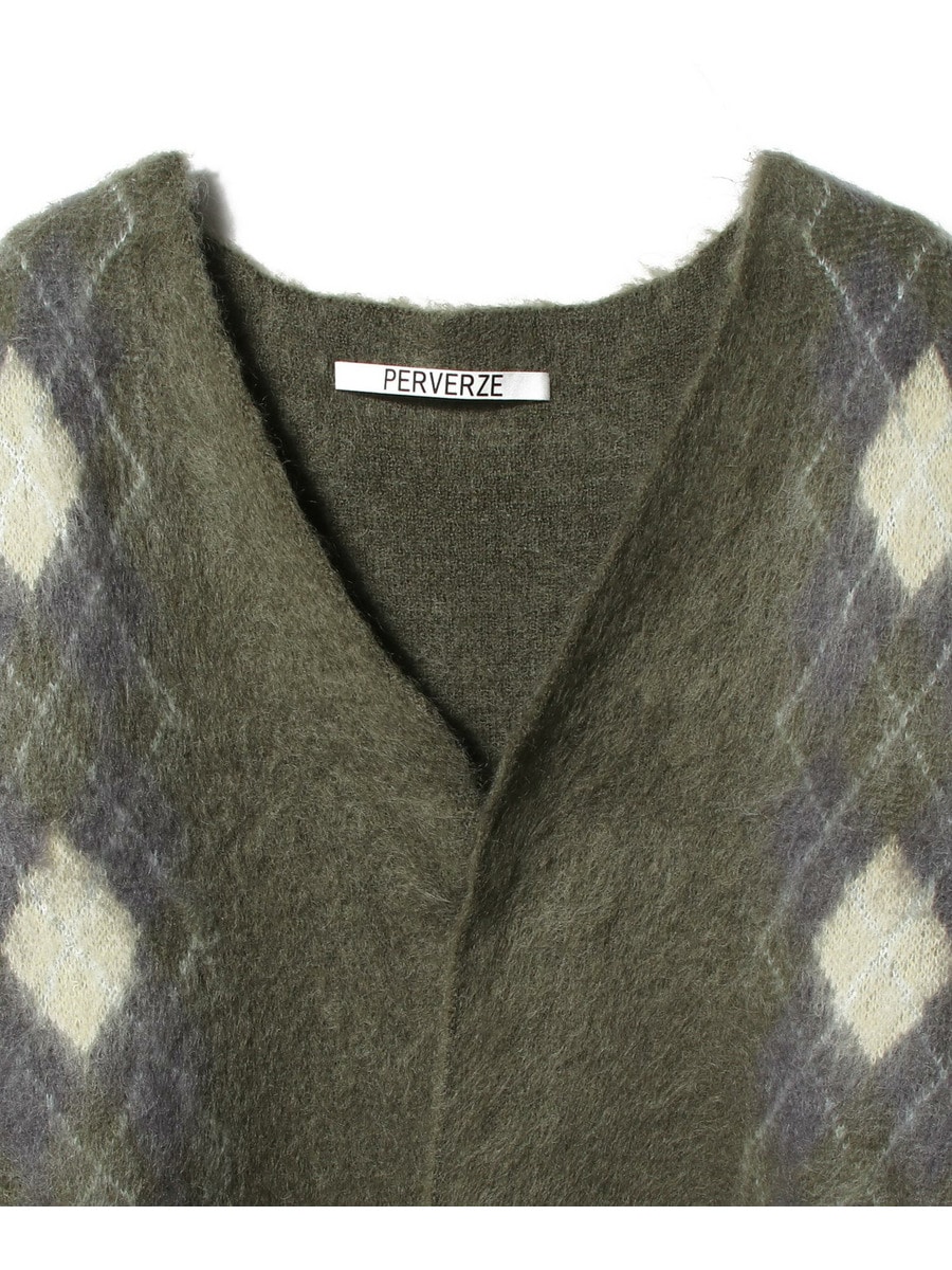 PERVERZE / Wide Slit Argyle Line Cardigan｜ESTNATION ONLINE STORE