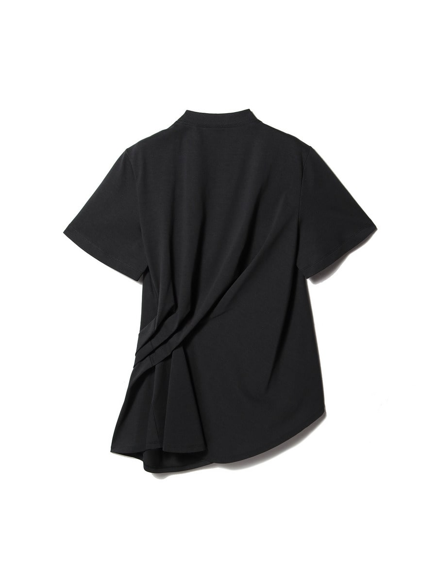 Mame Kurogouchi コットンジャージーアシンメトリックTシャツ(黒) Mame Kurogouchi / コットンジャージー アシンメトリーTシャツ