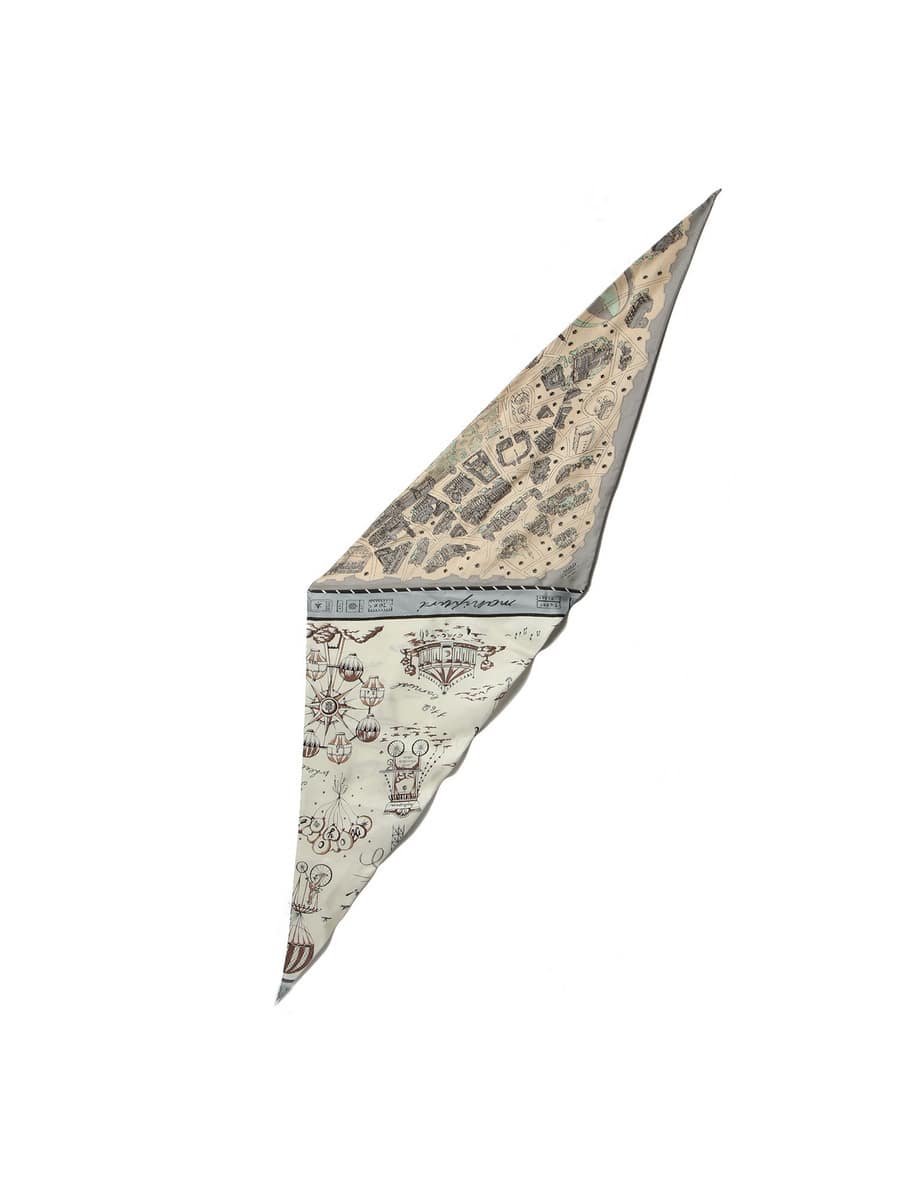 【5/6のみ値下】manipuri×ESTNATION シルクレース スカーフ MANIPURI / ダイヤ型プリントスカーフ《ESTNATION EXCLUSIVE