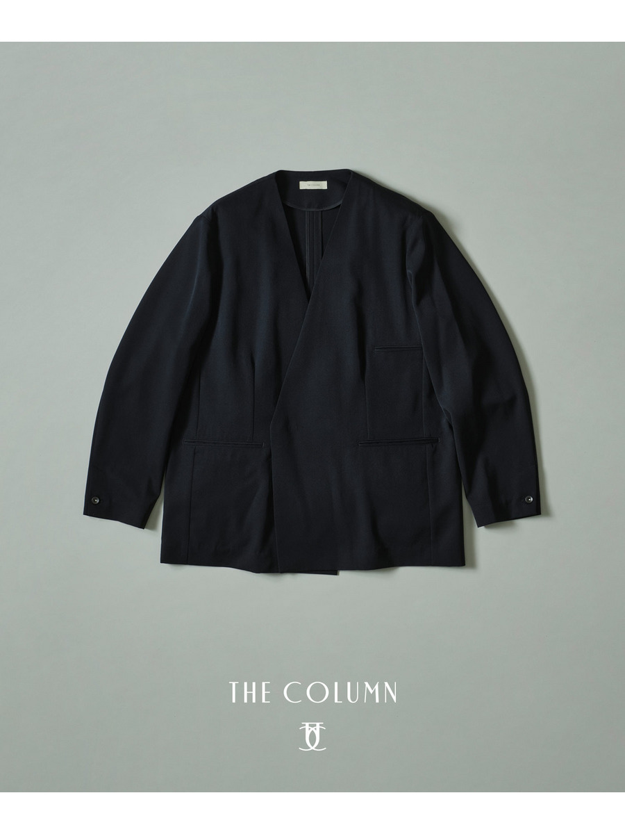 ビストウールツイル ノーカラーダブルブレストジャケット＜THE COLUMN＞