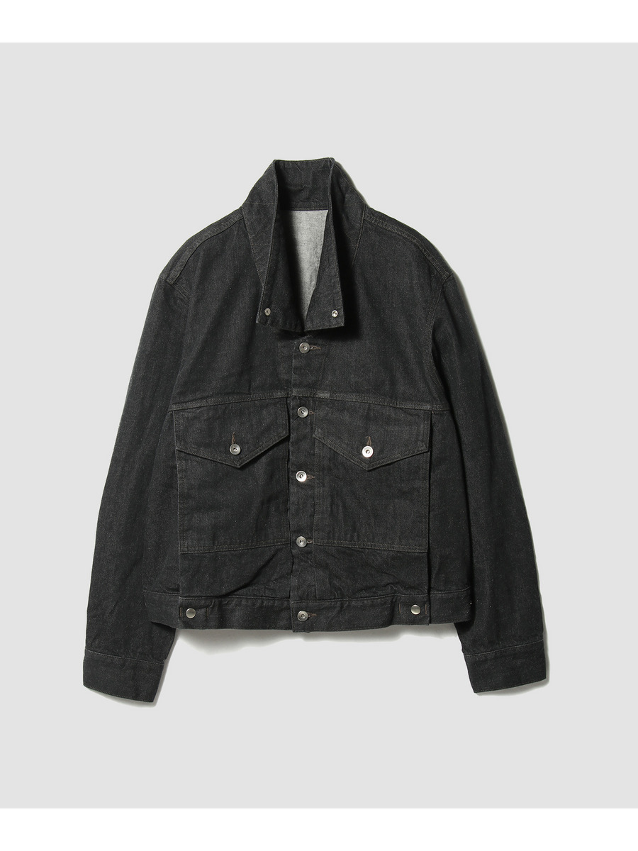 Unfolded Collar Denim Trucker Jacket