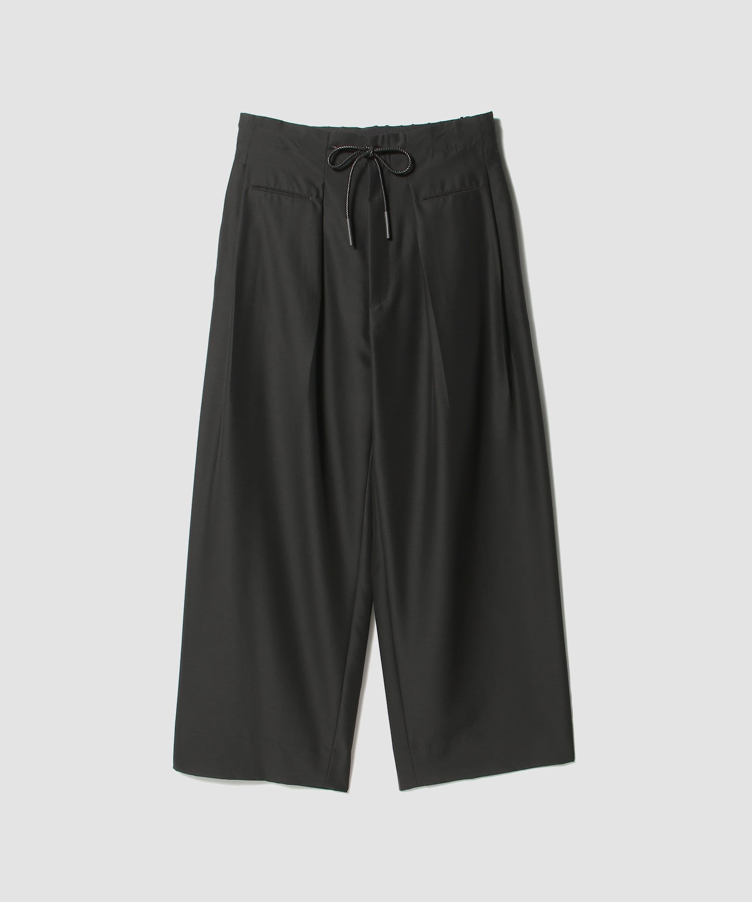 ウールシルクタフタ ワイドタックパンツ