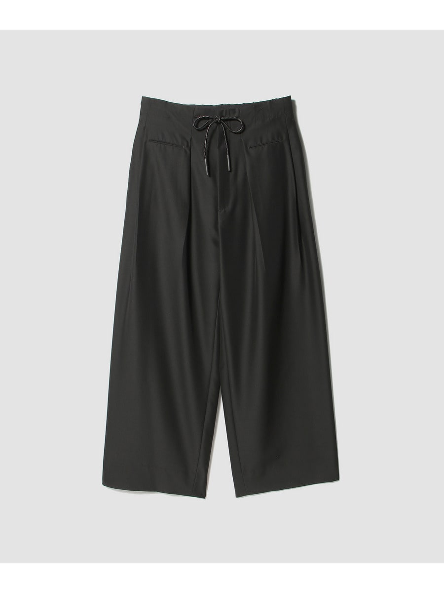 ウールシルクタフタ ワイドタックパンツ