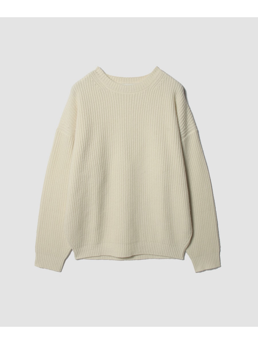 PUFFカシミヤ 片畔編みクルーネックニット＜EVER IT＞