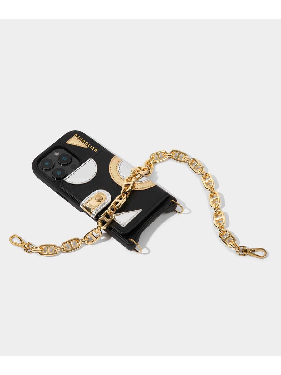 【BANDORIER】Isla MagSafe iPhoneケース&リストレット★ Isla MagSafe Charging Wristlet Phone Case - Black/Gold